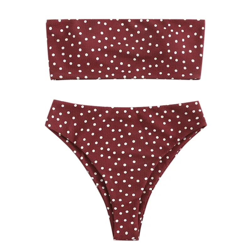 

Women Dot Print Tube up Two Pieces Bikini Push-Up Swimsuit Swimwear Beachwear womens bathing suits 4sg