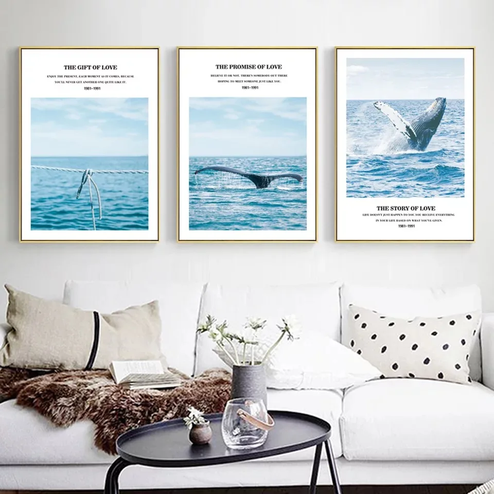 Blue Sea Nordic Poster Shark Wall Art Canvas Painting Picture Posters Wall Pictures For Living Room Modern Decoration Unframed
