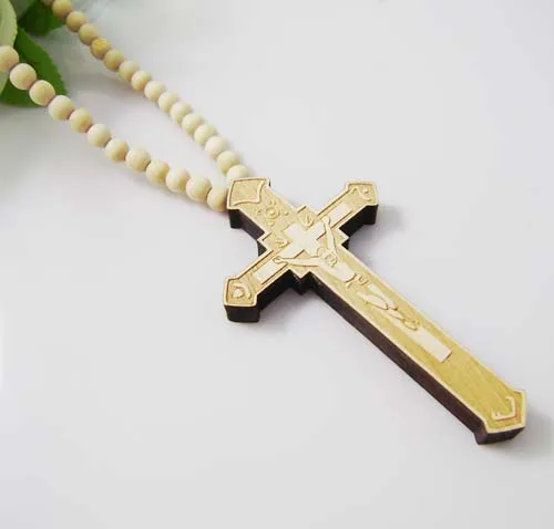Иисуса Христа крест кулон Цепочки и ожерелья Деревянный Бусины 60 шт. дешево оптом DHL
