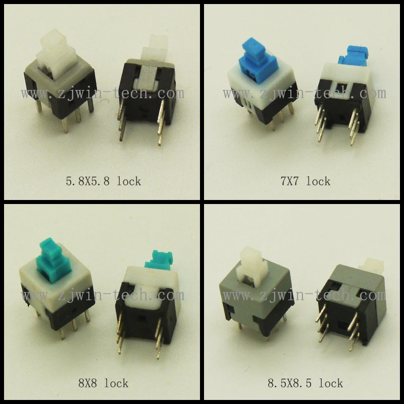 40 шт./лот 4 модели самоблокирующийся переключатель кнопочный такт swith 6pin Размер 5,8x5,8/7x7/8X8/8,5x8,5 мм