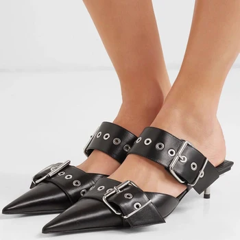 

Summer Pointed Toe Heels Buckle Outdoor Sandals Women Fashion Slippers Flats Sexy Dress Party Shoes Stiletto belt Ladies Shoes