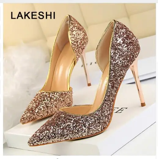 

Women Pumps Bling High Heels Women Pumps Glitter High Heel Shoes Woman Sexy Wedding Shoes Gold Silver