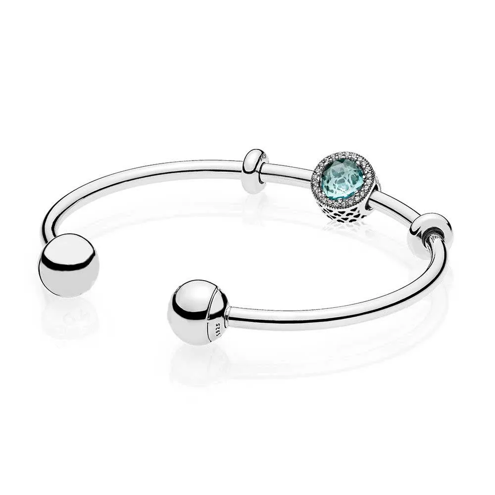 

100% 925 Sterling Silver Cute Kiss Open Bangle Gift Set Clear CZ Fit DIY Original Charm Bracelets Jewelry A of Prices