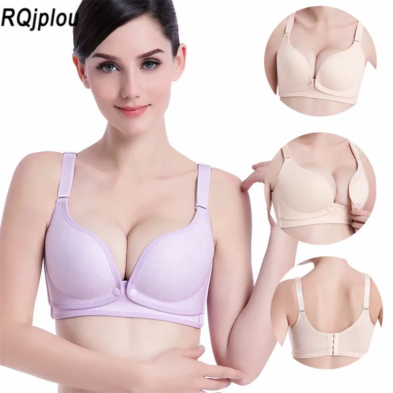 

One-piece no trace large size no steel ring front double open buckle adjustment nursing bra breastfeeding bra pregnant underwear
