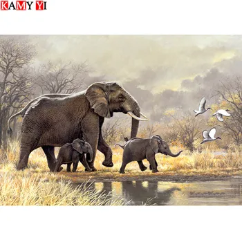 

full square round 5D DIY Diamond painting“Elephant animal"diamond embroidery full display mosaic Cross Stitch Decor Warm Gift