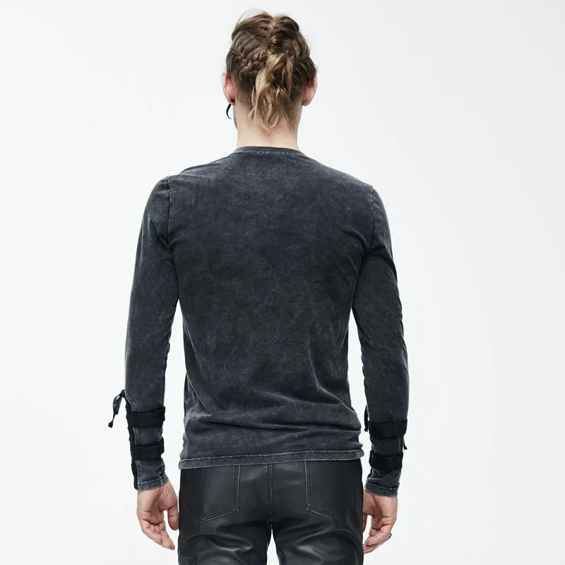 Футболка мужская с длинным рукавом Готическая тенниска на шнуровке майка кроя Slim