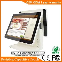 Хайна Touch 15 дюймов Сенсорный экран АЗС POS Системы двойной Экран POS машина