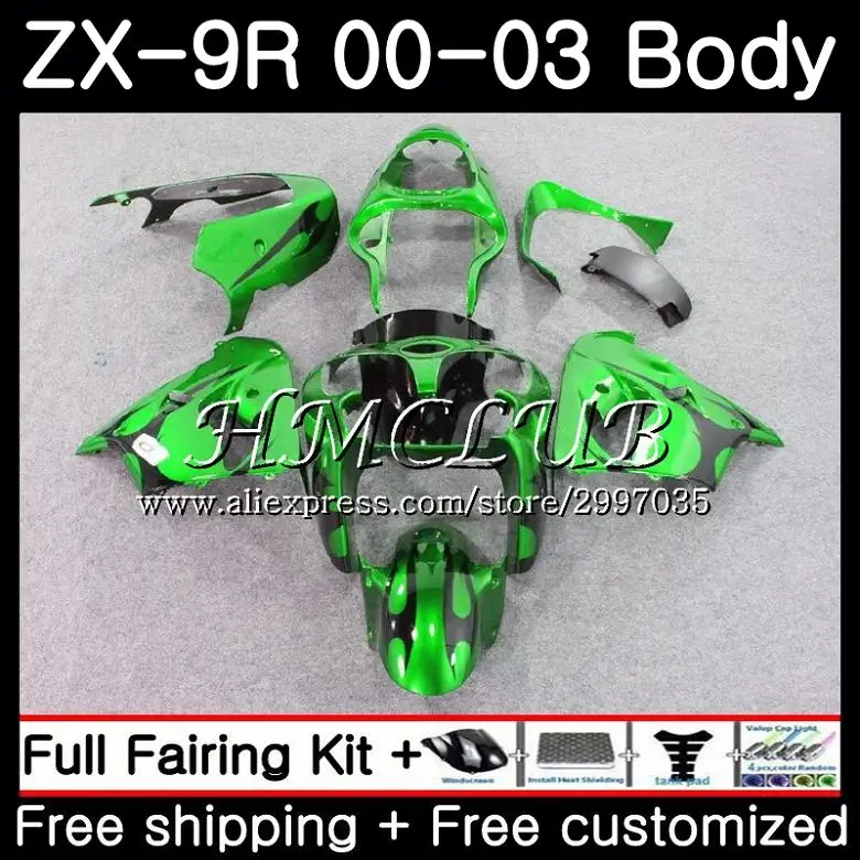 Корпус для KAWASAKI NINJA ZX 9R 9 R 900 ZX-9R 2000 2001 2002 2003 62HC.18 ZX900 900CC ZX9 ZX9R 00 01 02 03 обтекатель с