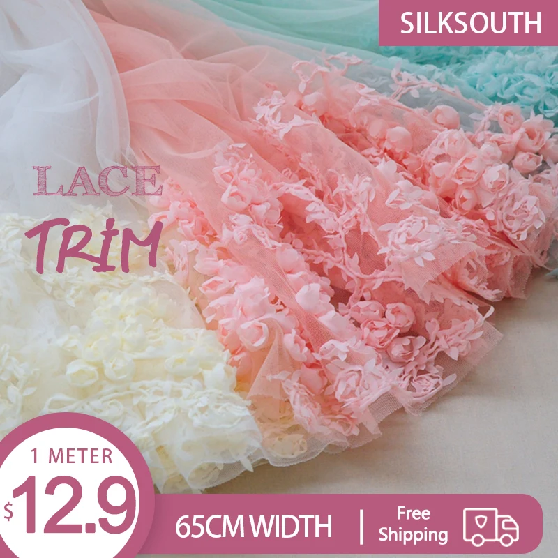 

Rose Plate Flower Unilateral Embroidery Skirt Children's Wear Skirt DIY Lace Accessories New Recommended