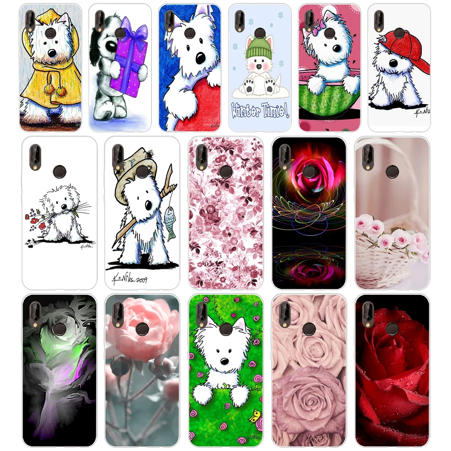 

97AQ Rose Garden Spring Westie Soft Silicone Tpu Cover Case for huawei p 20 lite pro y6 2017 mate 10 lite
