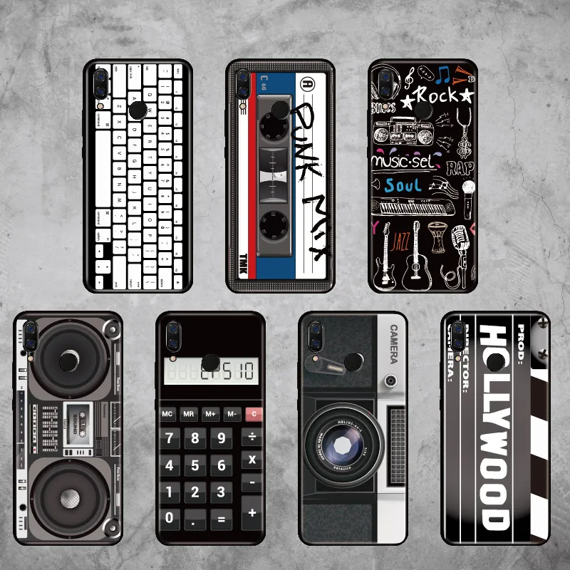 

For Huawei Honor Mate Nova P Smart series Retro Vintage Camera Cassette Music Soft Bumper Phone Case Cover Capa Fundas Coque