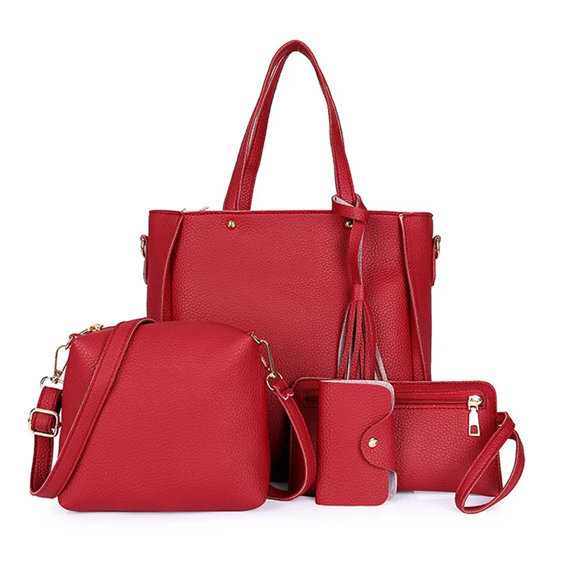 1 مجموعة النساء سيدة الكتف Crossbody حقيبة محفظة الصلبة اللون بو الجلود سستة للسفر KA-BEST