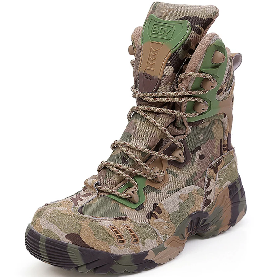 Trend top fashion men new camouflage army boots spring fall round toe