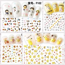 1 лист 3D милый мультфильм Пикачу панда Chibi Maruko медведь шаблон клей дизайн ногтей наклейки украшения DIY Салон Советы F101-104