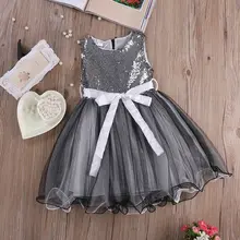 Детское платье принцессы для маленьких девочек, праздничное платье без рукавов с блестками на свадьбу