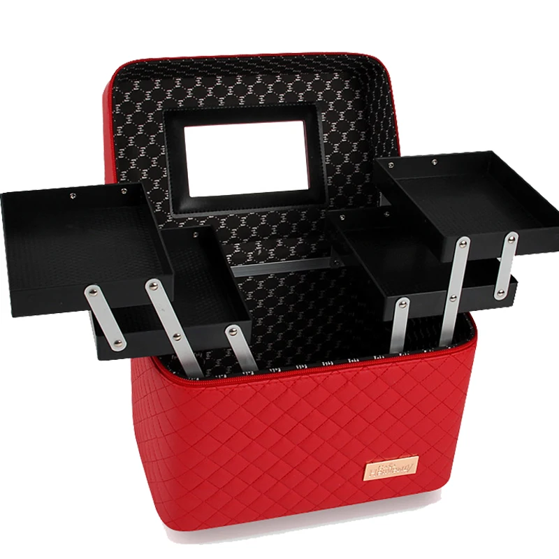 Дешево Стеганые профессиональный косметичка женская большая емкость хранения Сумочка Путешествия туалетных принадлежностей косметичка