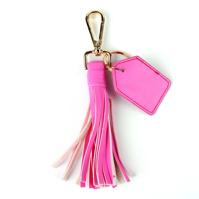 Faux Leather Bag Tag Wholesale Blanks PU Bag Tassel Keychain With Bag