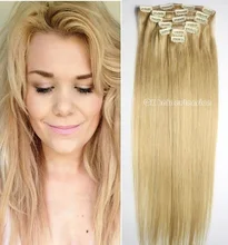 Remy Virgin Brazilian Clip In Extensions120G Clip In Brazilian Hair Extensions #22 Medium Blonde Clip In Human Hair Extensions