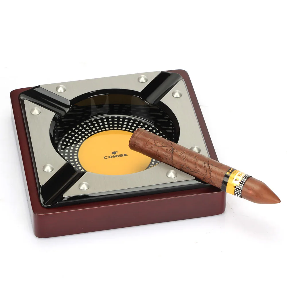 Red Wood Cigar Ashtray Metal Ash Tray Luxury Office Ashtray Deliacte Ashtray For Car With 4