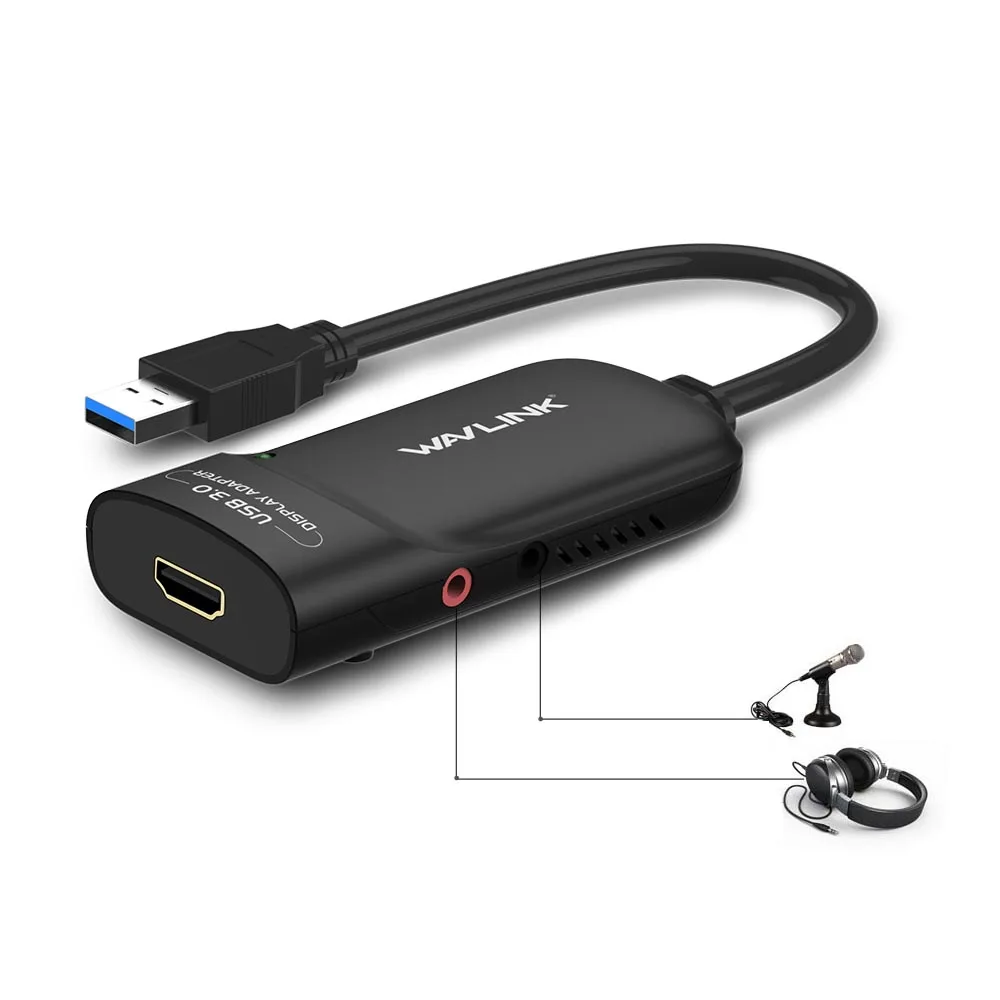 Wavlink USB 3,0 к HDMI видео графический адаптер Дисплей несколько мониторов 1080P внешняя видеокарта поддержка расширения/зеркальный режим