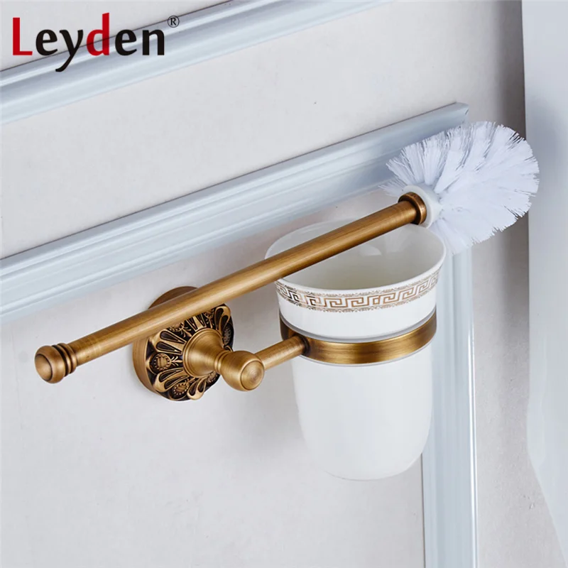 Buy Leyden Antique Brass/ Black Toilet Brush Holder