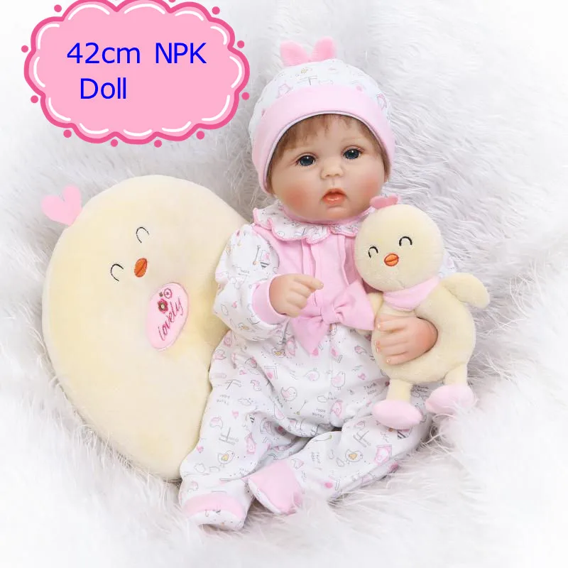 

NPK 42cm 17Inch Lifelike Newborn Baby Bonecas Bebe Playhouse Toys Soft Silicone Reborn Baby Dolls For Children As Birthday Gift