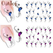 OutTop moda kobieta 3D projekt motyl naklejki Nail Art naklejki porady do dekoracji Drop Ship Oct24 P23(China)