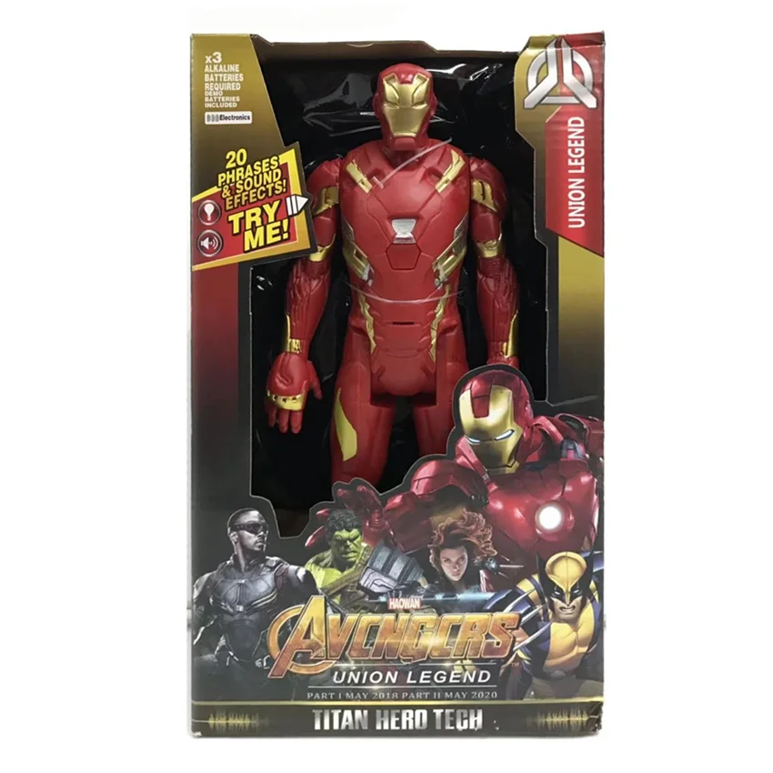 Captain Marvel DC Action Figure LED Sounding Iron Man Hulk Batman The Flash Superman Wolverine Black Panther Thor Avengers