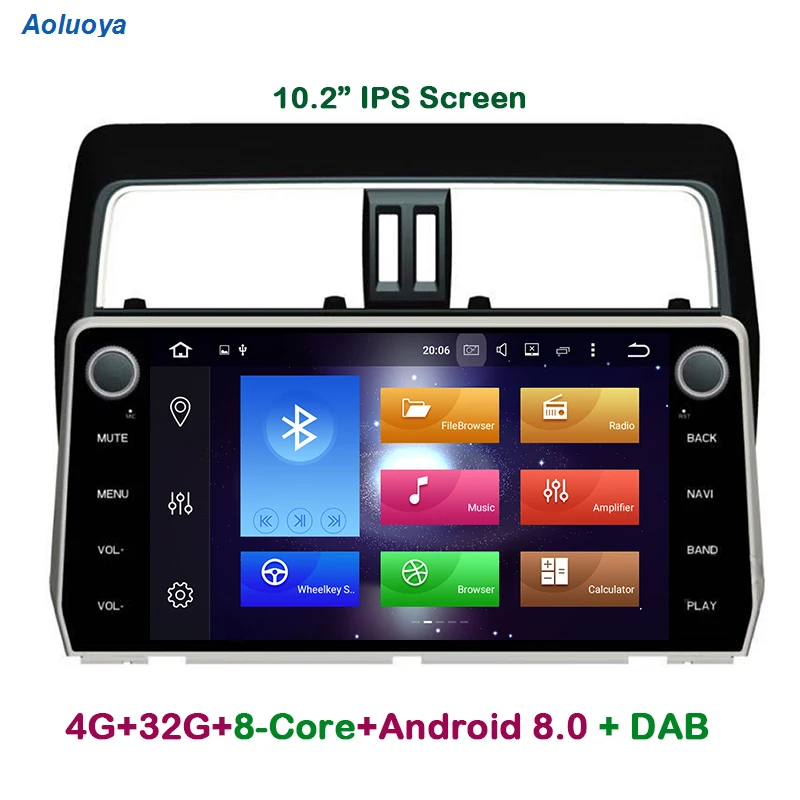Aoluoya 10 2 &quotIPS 4G RAM 32G ROM Восьмиядерный Android 8 0 автомобильный dvd-плеер для Toyota Prado 2017 2018