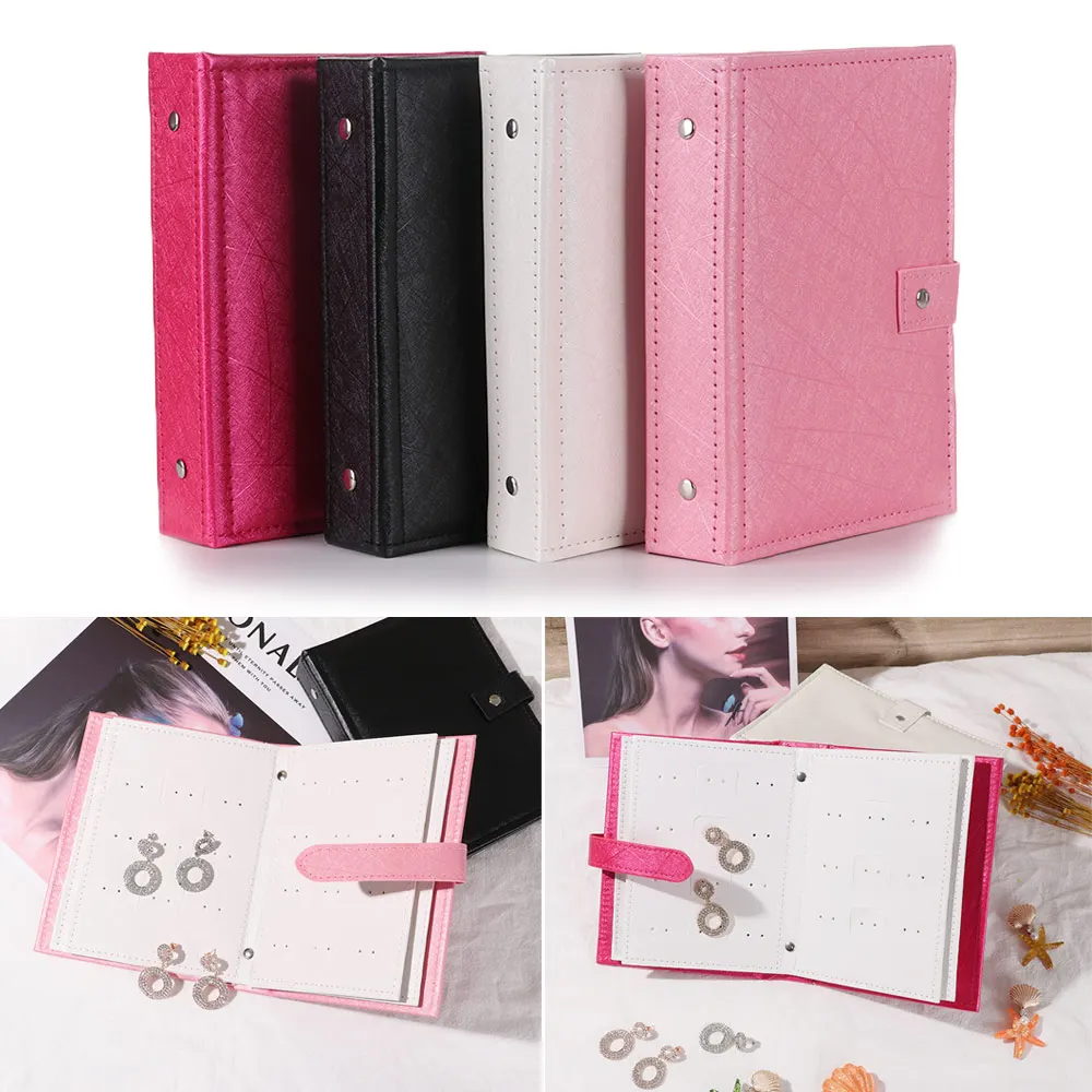 2019 Hot Women Stud Earrings Collection Book PU Leather Earring Storage Box Creative Jewelry Display Holder Jewellery Organizer | Украшения