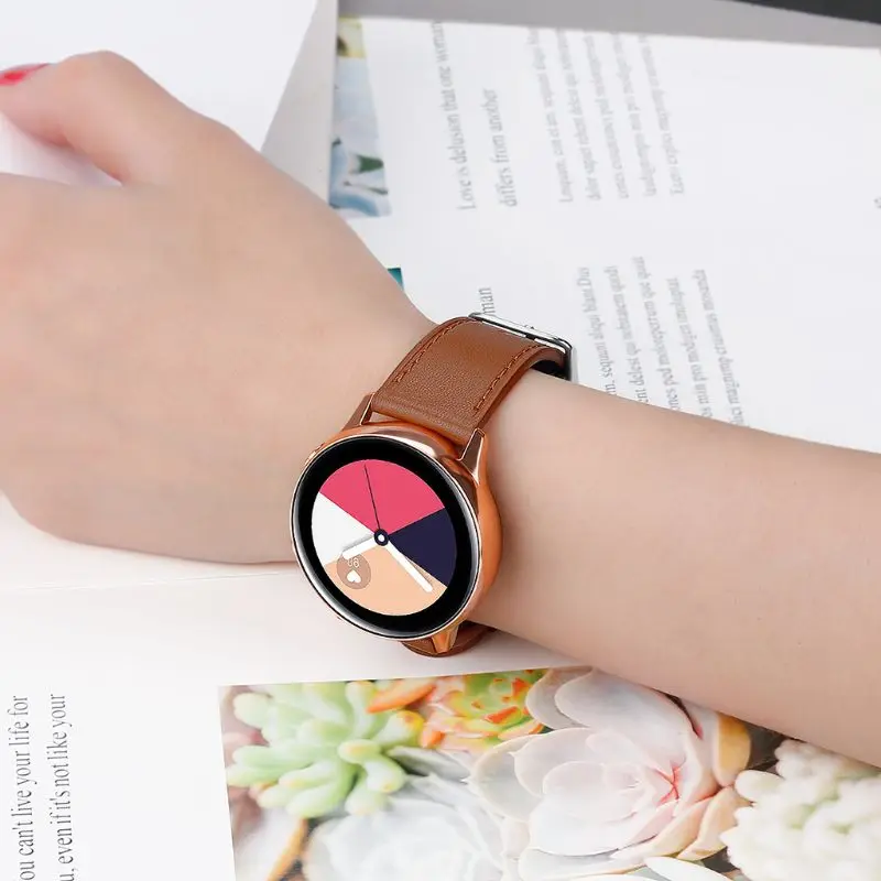 

Genuine Leather Watch Band Wrist Strap Bracelet Replacement for Samsung Galaxy Watch Active Smart Watch Accessories