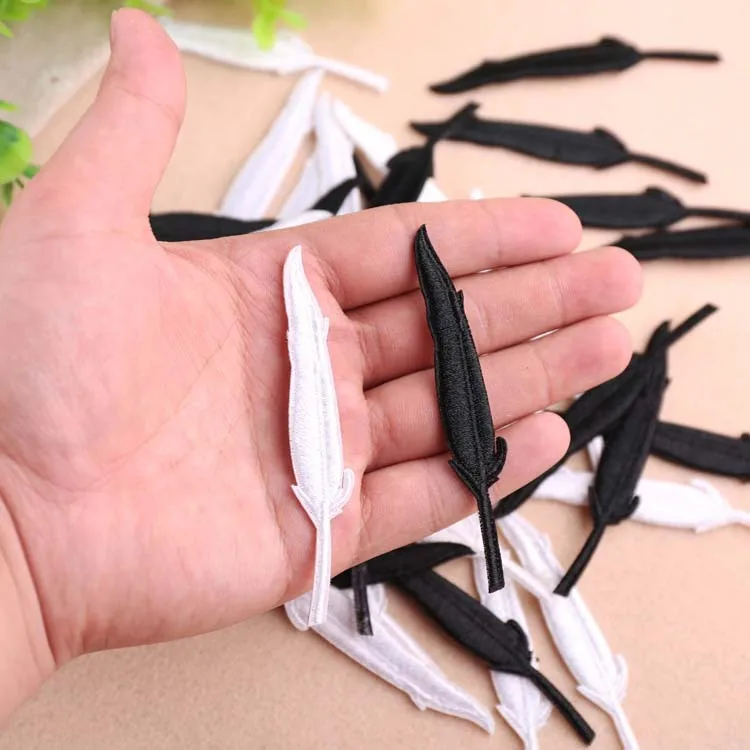 Вышитая Глава ручной работы DIY черный и белый сплошной цвет листья перо украшения
