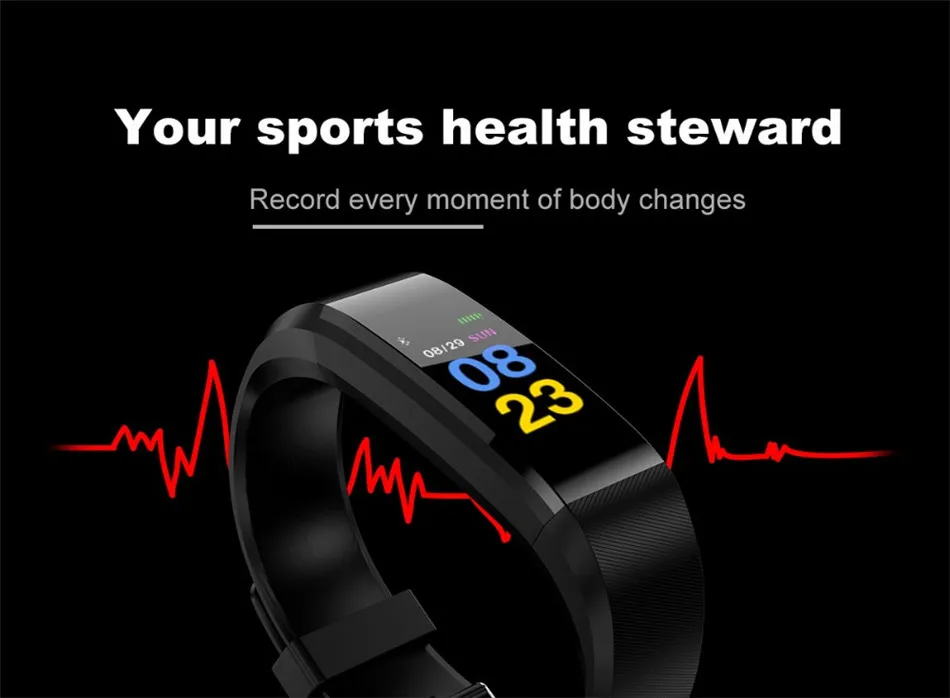115 Plus Smart Watches for Women Men Kids Sports Watches Health Smart Wristband Heart Rate Fitness Pedometer Waterproof Bracelet