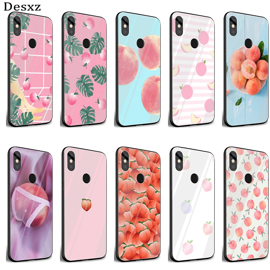 

Gerleek Glass TPU Pink peach Case Cover for Xiaomi Mi 8 Lite 9 A1 A2 Redmi Note 5 6 7 Pro 6A 4X Pocophone F1