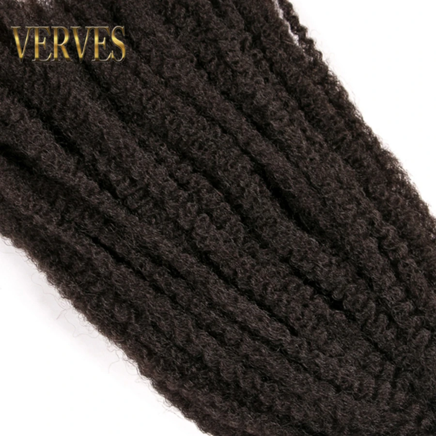 VERVES афро кудрявый плетение волос 18 дюймов Синтетические крючком марли косы наращивание волос 30 прядей/упаковка натуральный черный Омбре