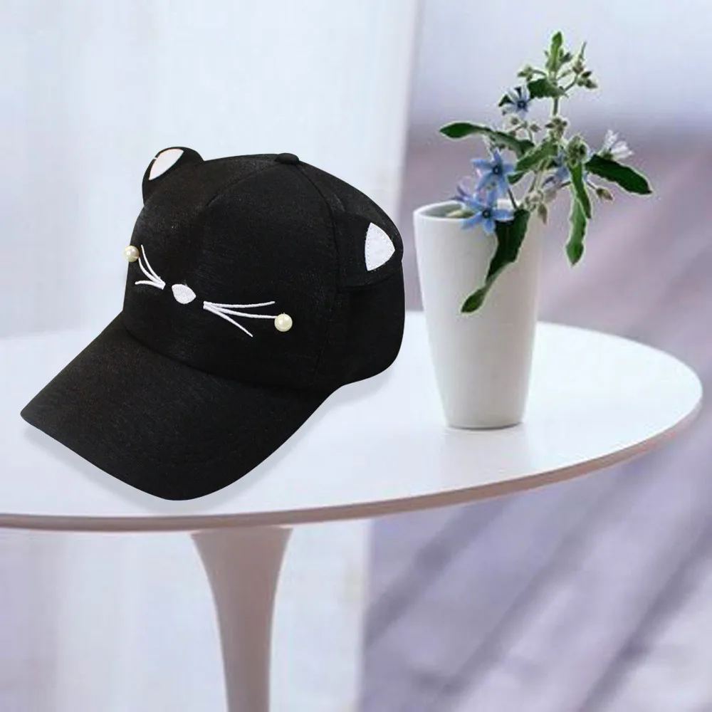 

Spring Fashion Tide Pearl Wild Cute Student Cat Ears Visor Baseball Cap PY