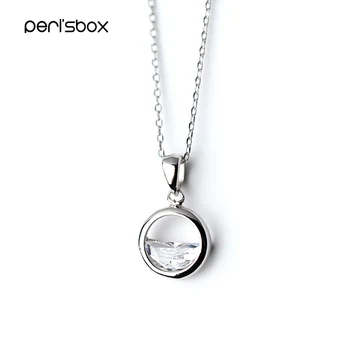 

Peri'sbox Clearwater Inspired Pendant Necklace for Women 925 Sterling Silver Pendants Cubic Zirconia Circle Pendant Necklaces