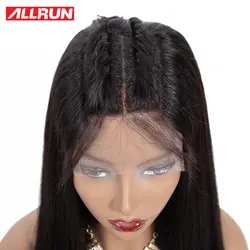 Allrun бразильские прямые синтетические волосы на кружеве человеческие волосы парики для черных женщин не Реми волосы 4*4 парик фронта шнурка