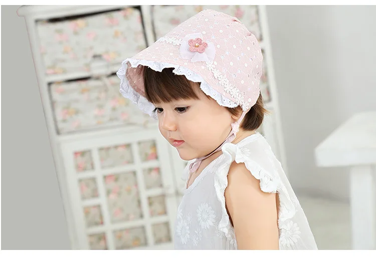 

YOOAP Newborn Baby Summer Hat For Girls Bonnet Princess Hollow Baby Girls Sun Hat Cap Lace Beanie Cotton Kids Flower Cap