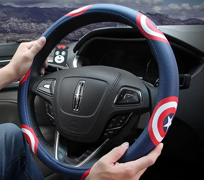 LeatherSteeringWheelStyleCarSteeringWheelCoverAndThread