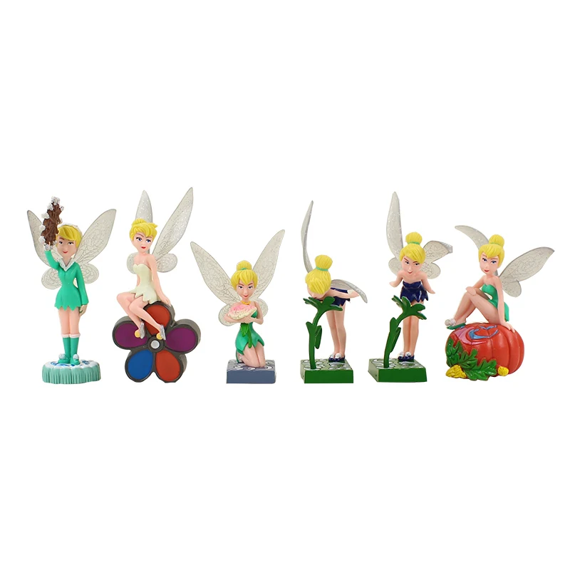 

6pcs/lot Tinker Bell Figure Toys Princess Tinkerbell Fairies Flower Pumpkin Beauty Model Toy Gift for Kids