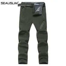 Seauslim утепленные флисовые штаны Для мужчин зимние теплые мужские повседневные штаны Термальность ветрозащитный softshell брюки Для мужчин S джоггеры LQ-MH-02