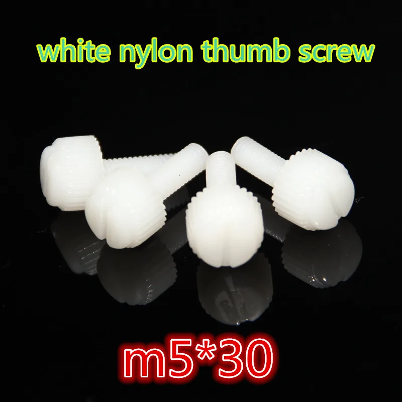 200pcs m5*30 PA66 white nylon slotted knurled head computer / PC hand