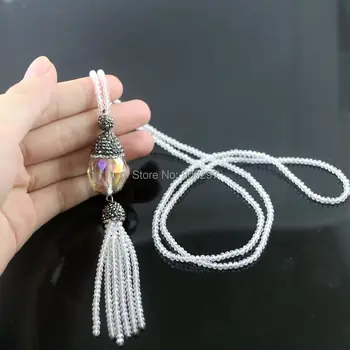 

For Women 3Pcs Pave Rhinestone Crystal Tassels Chains Charms Necklaces Pendants Jewelry Gift