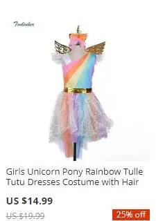 Tonlinker Новое нарядное платье принцессы для девочек дети радуги одежда для маленьких девочек Единорог обруч для волос Формальные