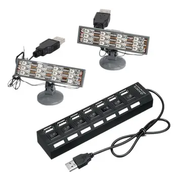 

7 USB Outlets Splitter Switch 2PCS Colorful LED Light For Lego Lighting Brick Computer Automatic Identification Installation