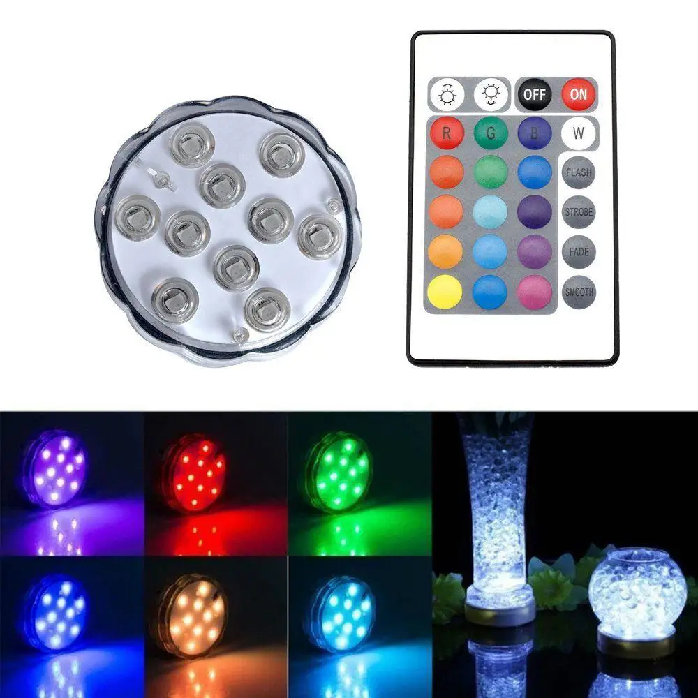 AKDSteel 1PCS Remote Control RGB Submersible LED Light Vase Lamp for