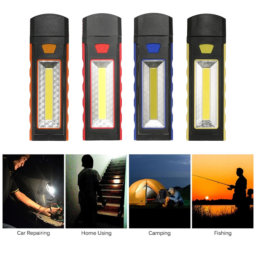 1Pcs Super Bright Adjustable COB LED Work Light led flashlight Hand Torch lamp Magnetic Camping Tent Lantern With Hook Magnet