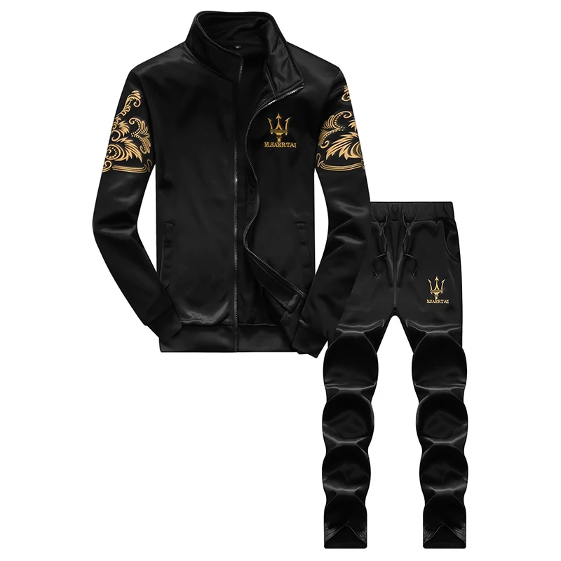 

Zhuowolves Men's Sets Casual Sportswear Stand Collar Long Sleeve Elastic Drawstring Pants Suit