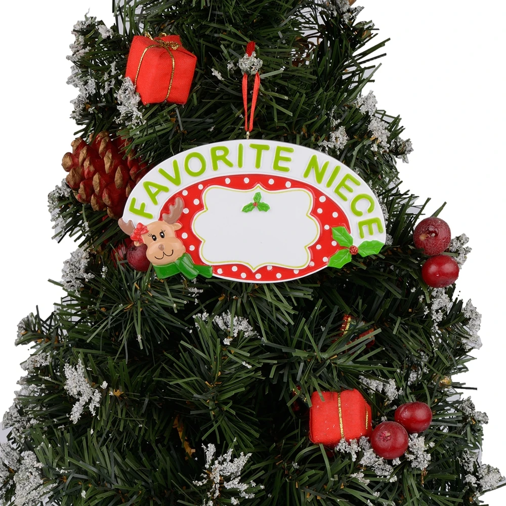 Favorite Niece Personalized Polyresin Christmas Tree Ornaments as Handcraft Souvenir For Holiday Gift Party Home Decoration